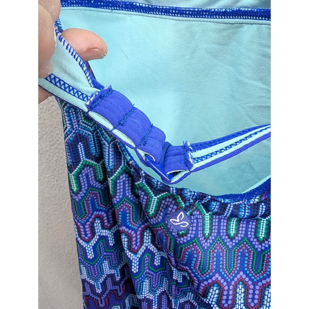 Prana Geometric Zigzag Halter One Piece Swimsuit Size M Purple Beach Summer - Picture 4 of 9